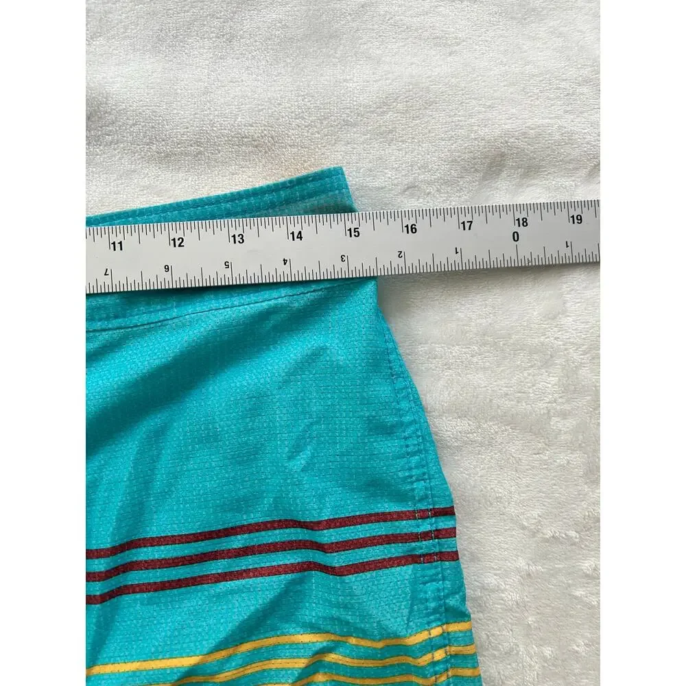 Reef Peeler Board Shorts Mens 28 Blue Yellow Drawstring Surfing Swim Trunks